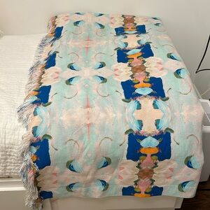 Monet’s Garden Navy Throw Blanket